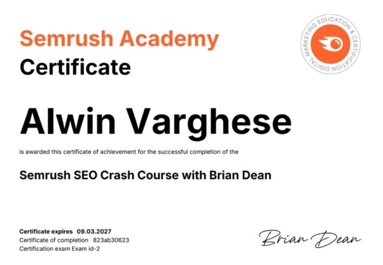 SEMRUSH CERTIFICATE